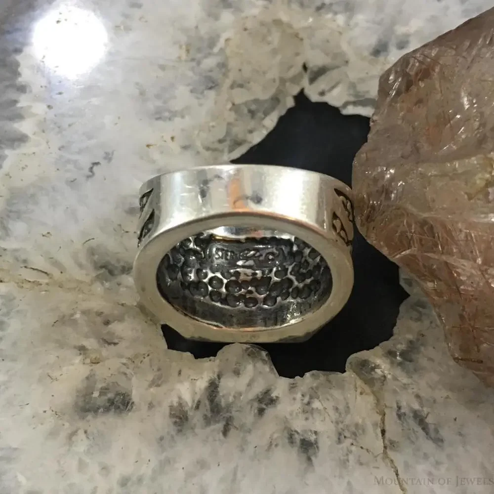 Carolyn Pollack Sterling Silver Square Denim Lapis Decorated Unisex Shield Ring